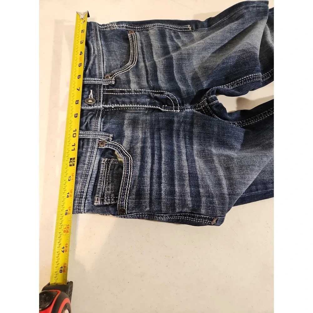 BKE Aiden Jeans Mens 30x32 Blue Denim Bootcut Thick Stitch DarkWash (1789